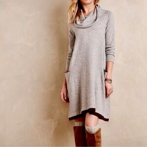 Anthropologie Sparrow Wool/Cashmere Blend Gray Cowl Neck Mini Dress Size XS